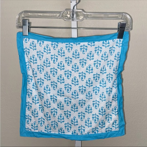 Madison Mathews Pillow Covers Set Of 2 Turquoise White Hand Block Print 12x12 - Picture 10 of 11